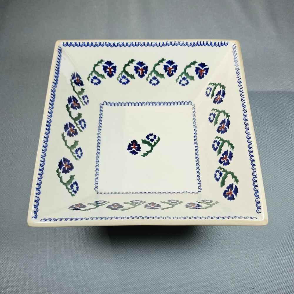 Vintage Nicholas Mosse Pansy Small Square Serving Bowl Irish Pottery 8"